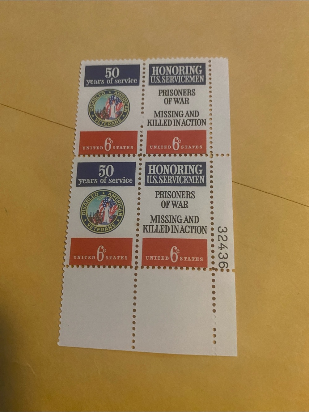 Vintage U.S. Service Commemorative Stamp Sheet - Blue, Red, White